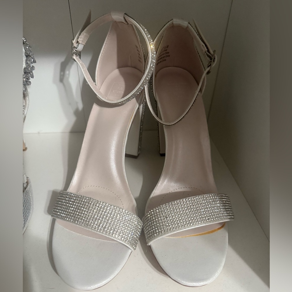 Elegant White and Silver Women's Heels
